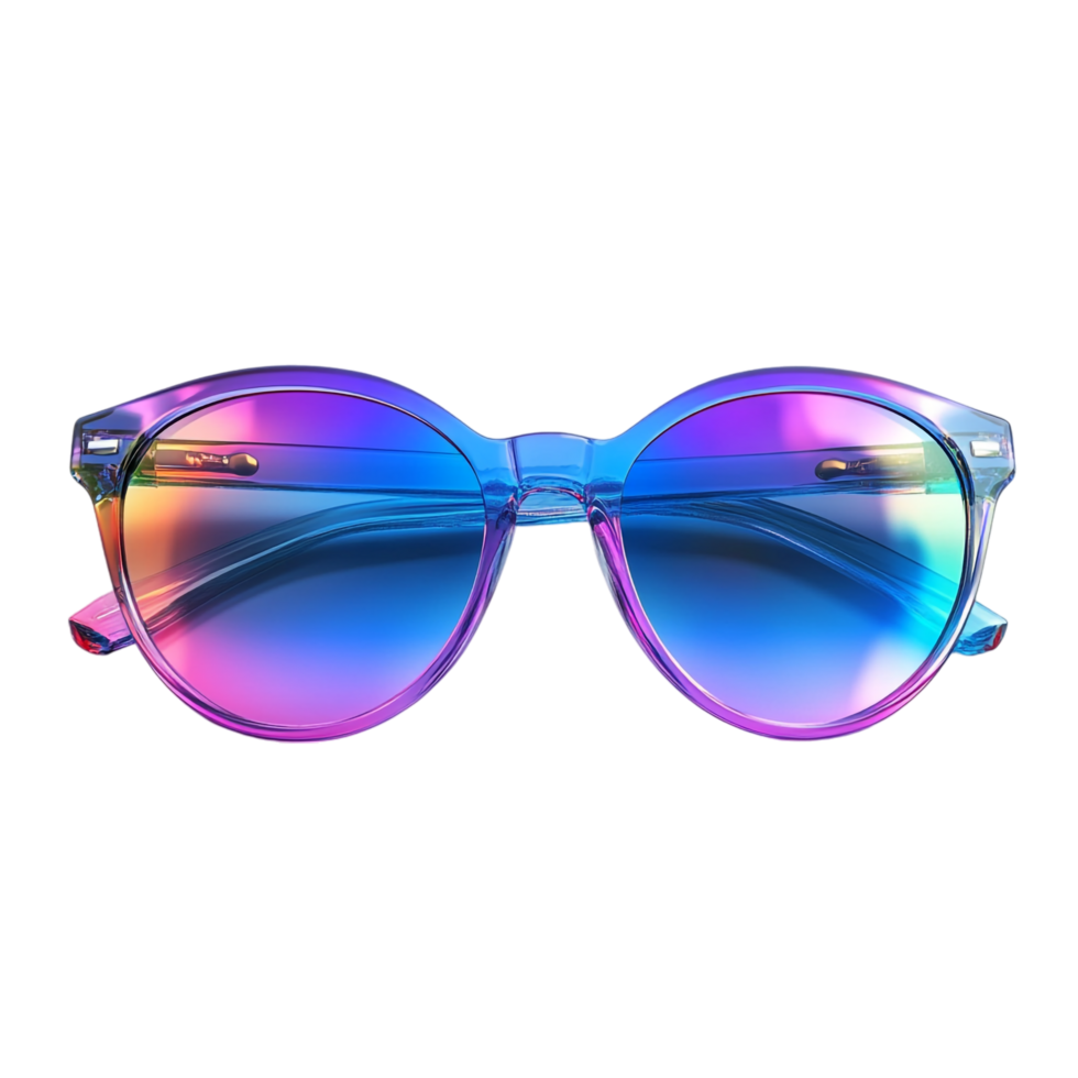 image of summer glasses with colorful translucent lenses on a transparent background png