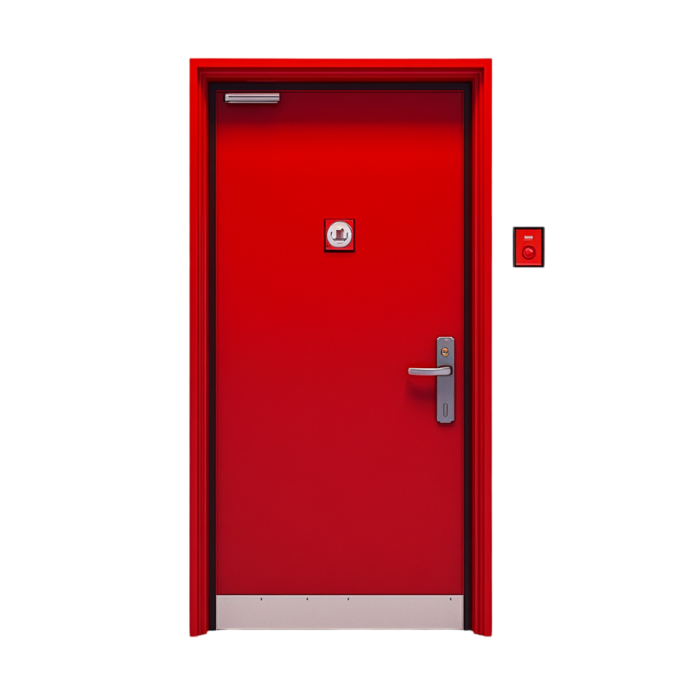 red exit door on a transparent background png
