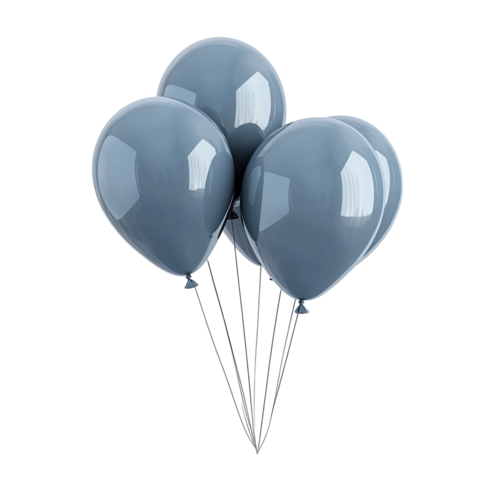 Grey blue balloons on a transparent background png