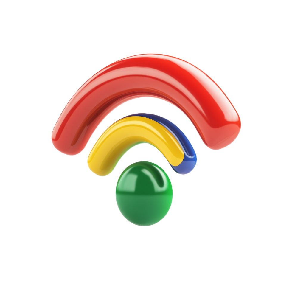 Wi-Fi icon in red, green, and blue colors, perfect for technology, digital communication, or internet connectivity promotions png