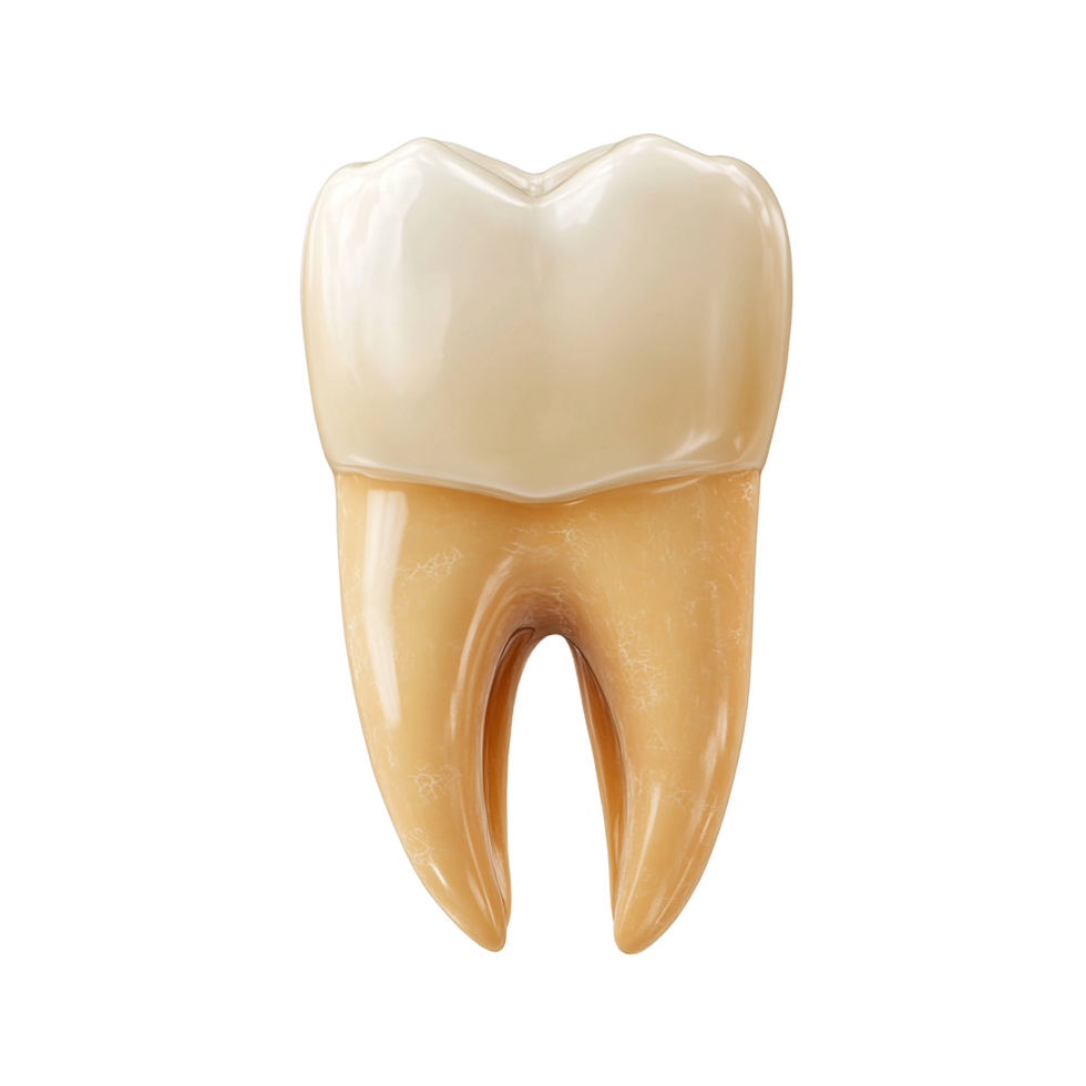 Yellowish tooth on a transparent background png