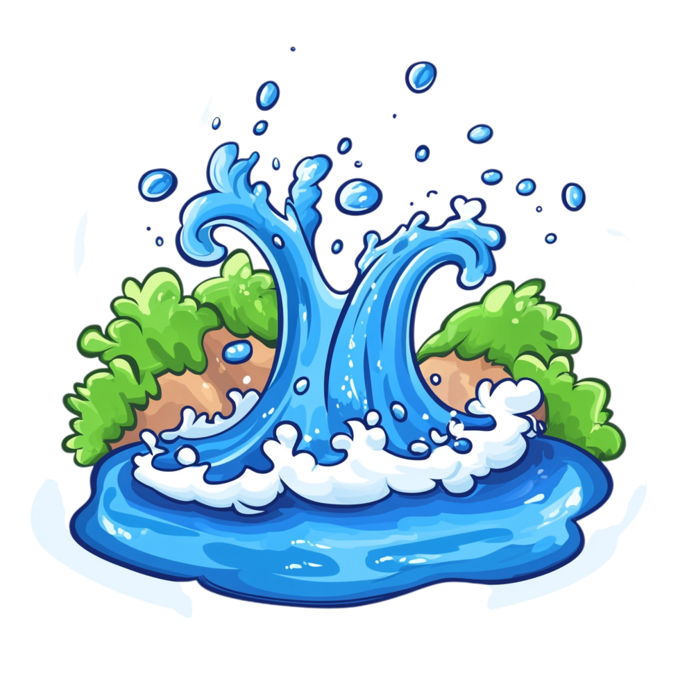 Hand drawn cartoon illustration of water on a transparent background png