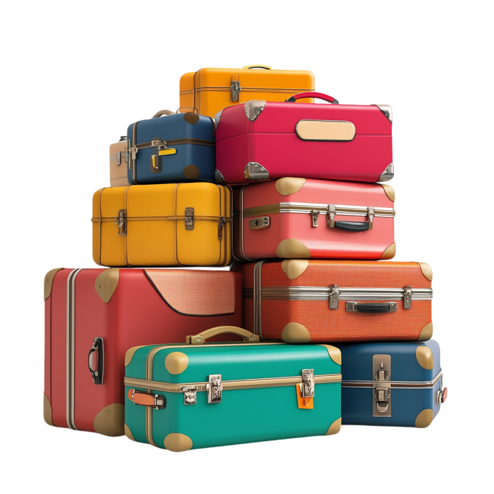 image of a pile of suitcases on a transparent background png