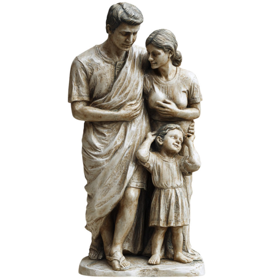 Family Statue on transparent background in 8K png