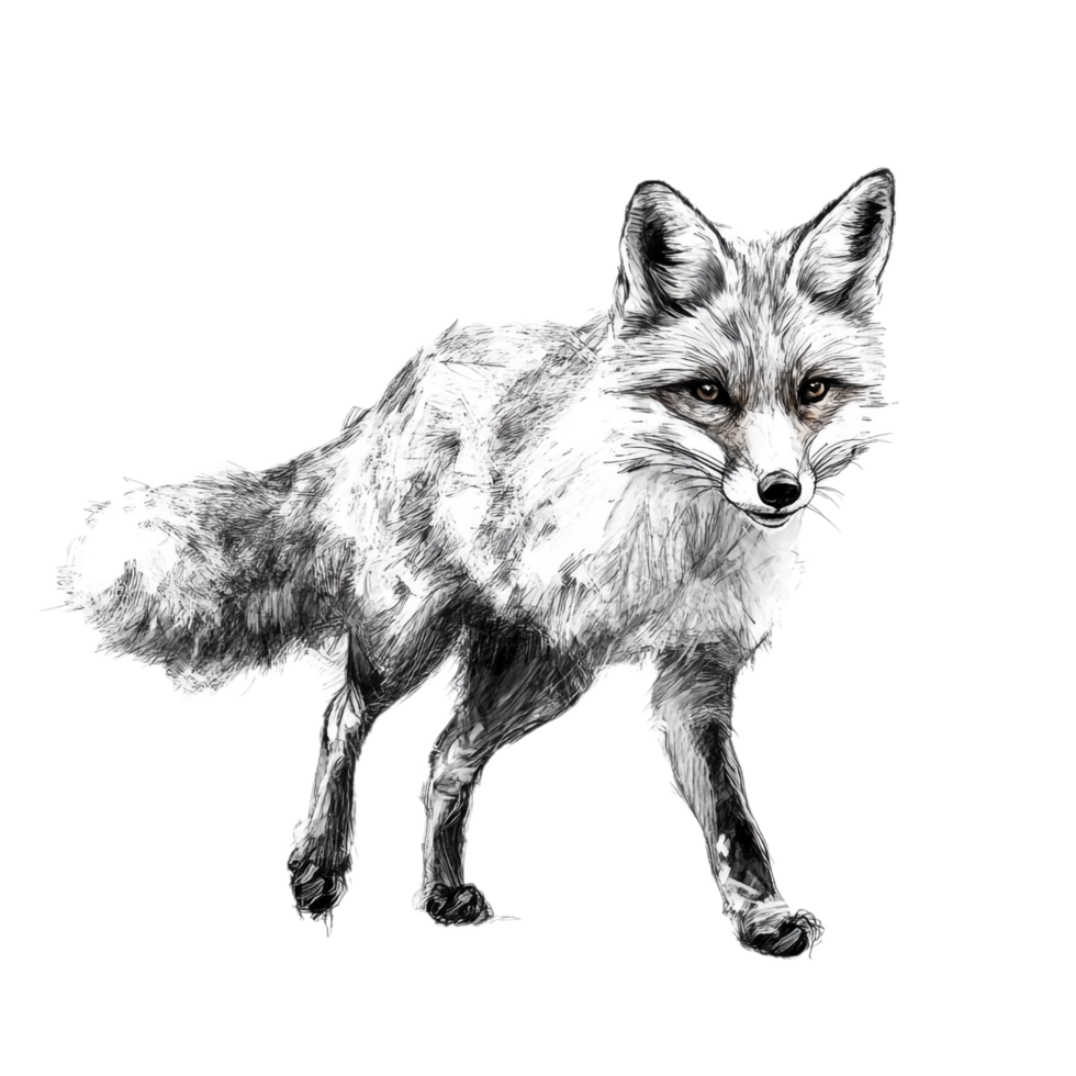 Fox Art Sketch on transparent background png
