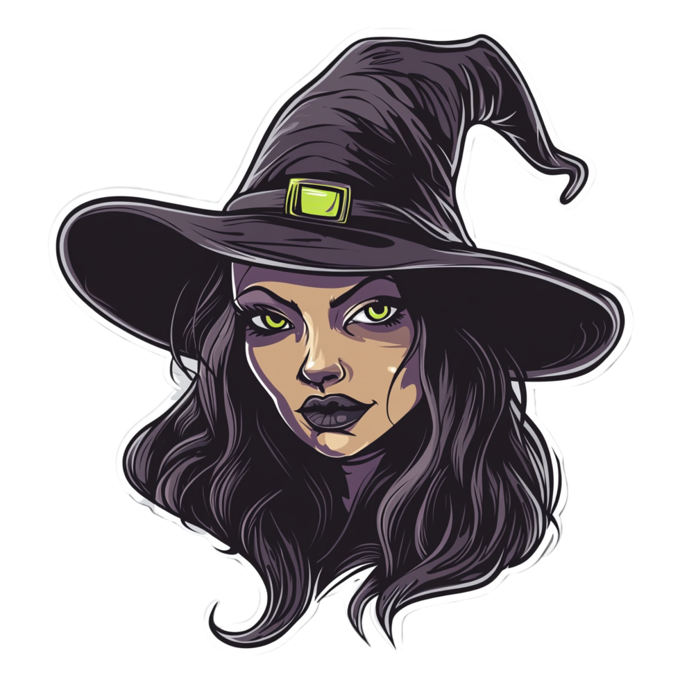 Halloween Witch Sticker Scary Witch Vector Style png