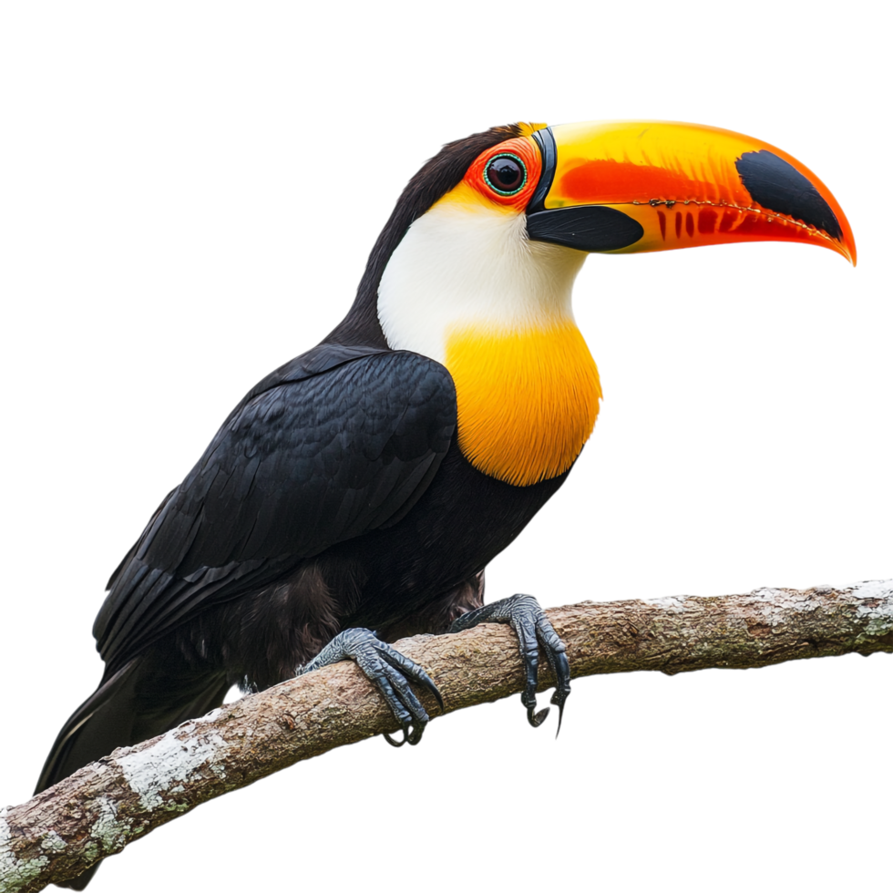 image of a toucan perched on a branch against a transparent background png