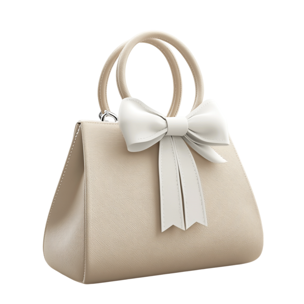Girls Handbag with White Bow on transparent background png