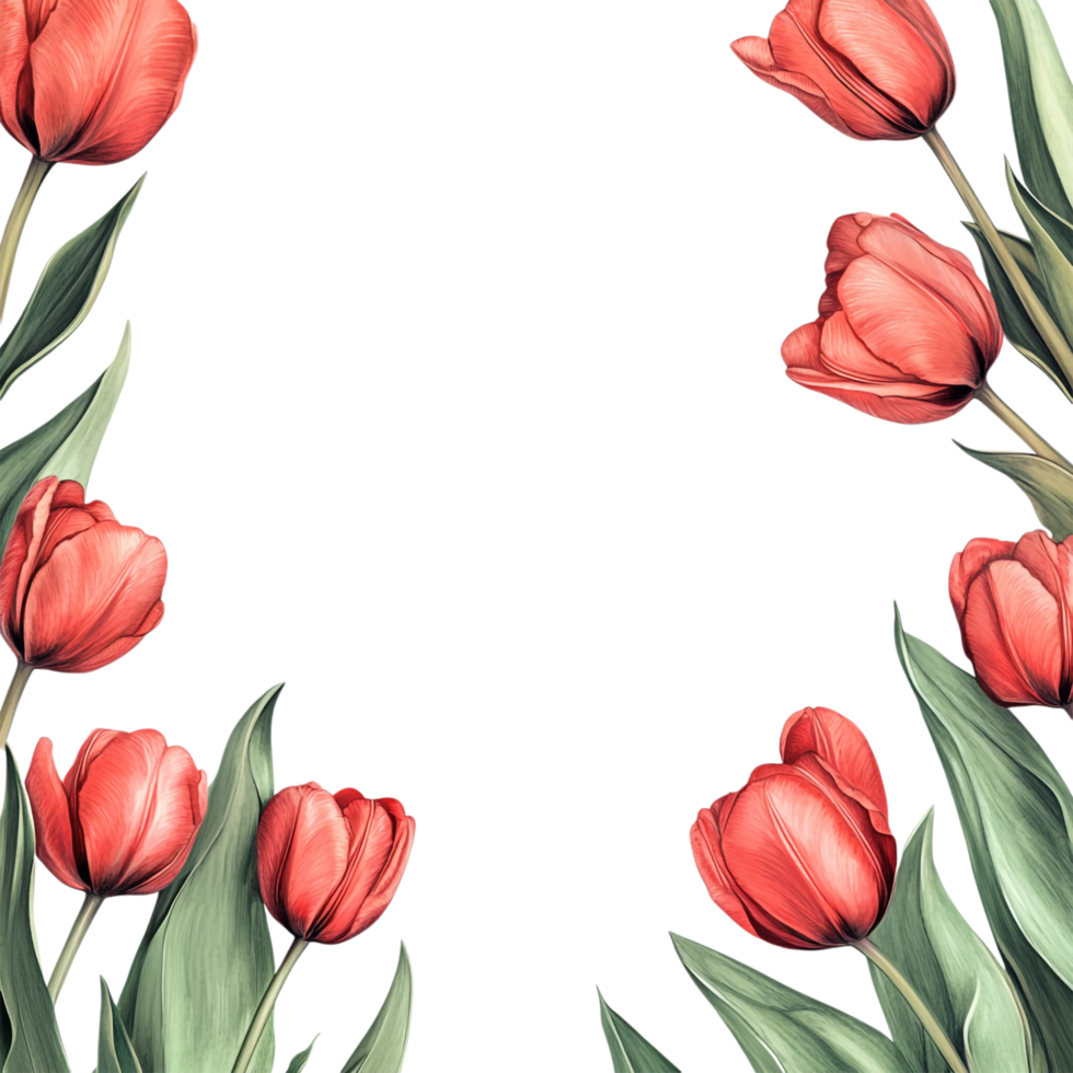 image of a tulips footer border on a transparent background png
