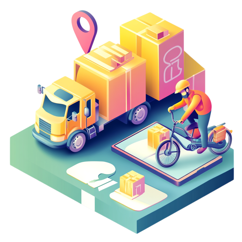An illustration depicting online shipping services png