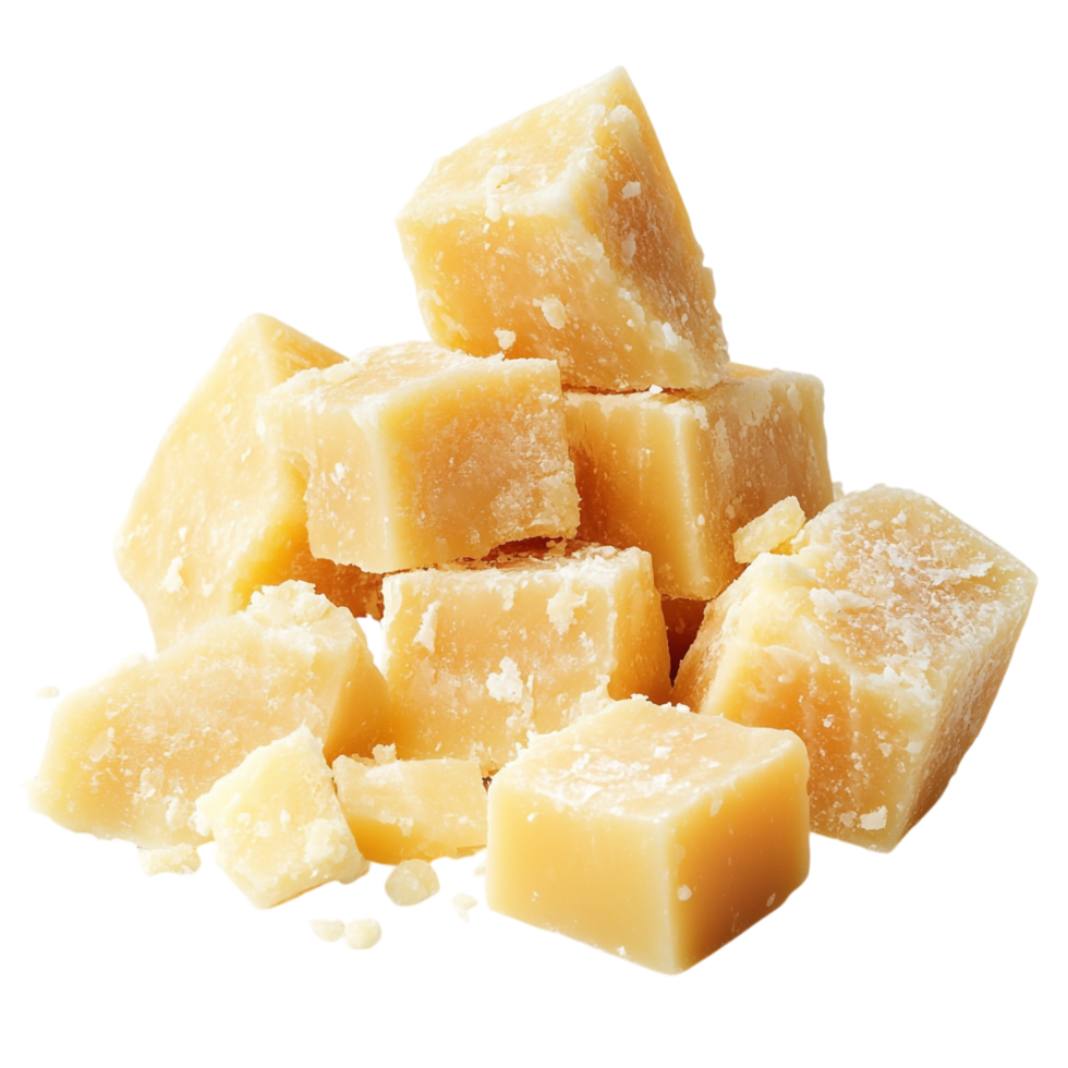 Chunks of Parmesan cheese isolated on transparent background png