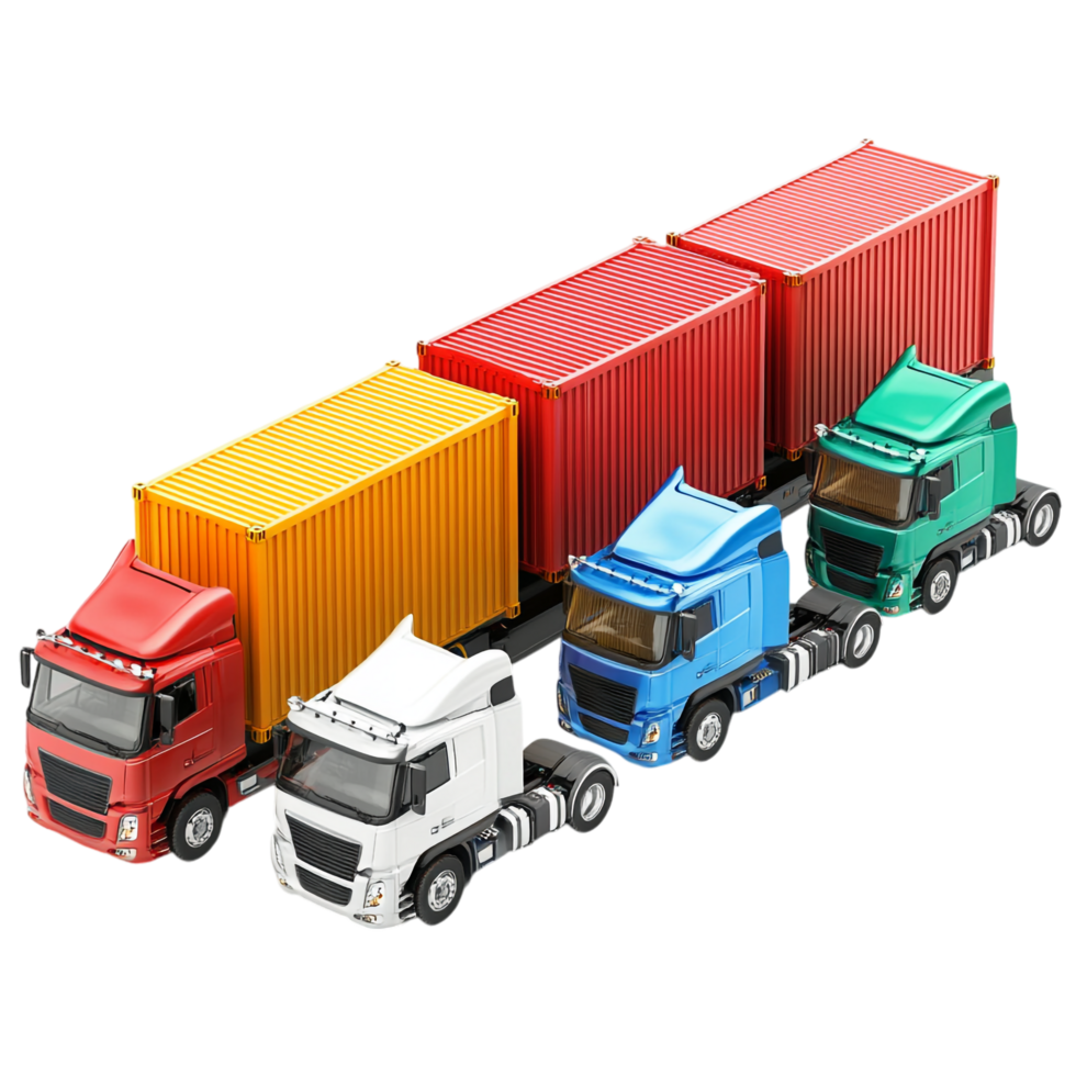image of isolated semi trailer trucks with cargo containers png