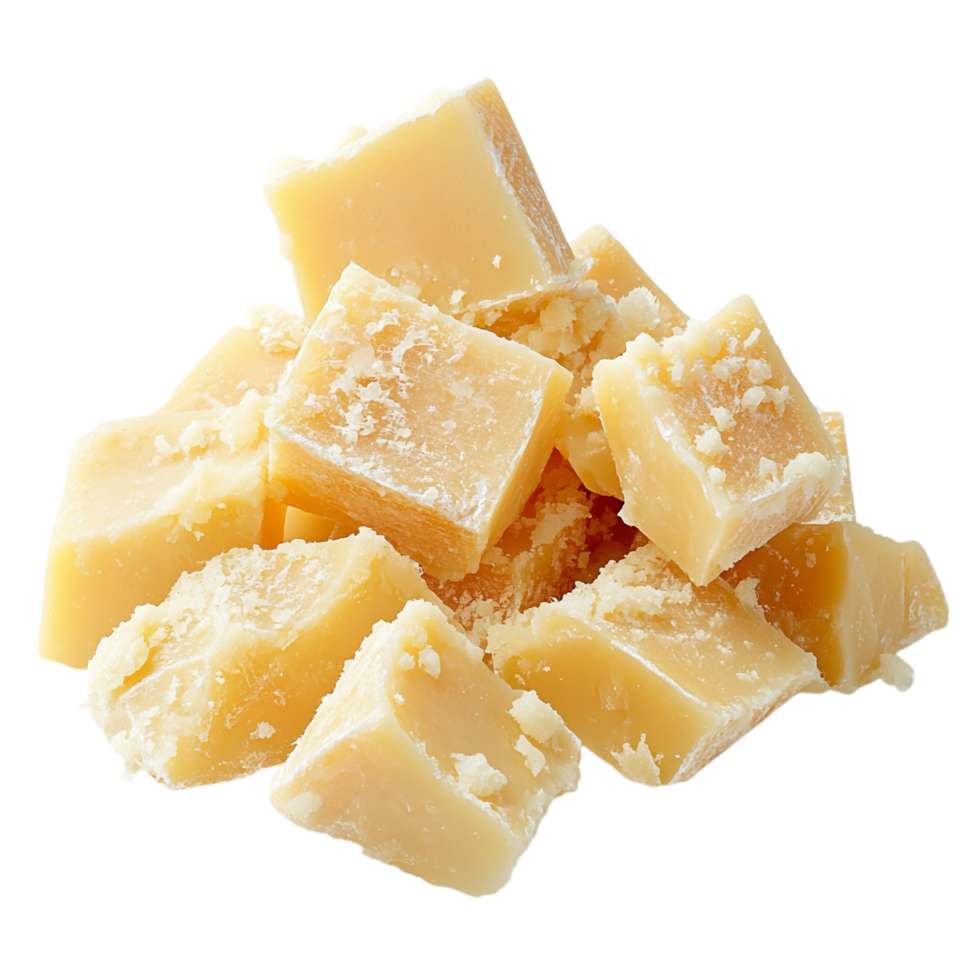 Chunks of Parmesan cheese isolated on transparent background png