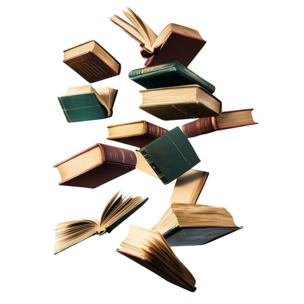 Flying Books Fantasy on transparent background png