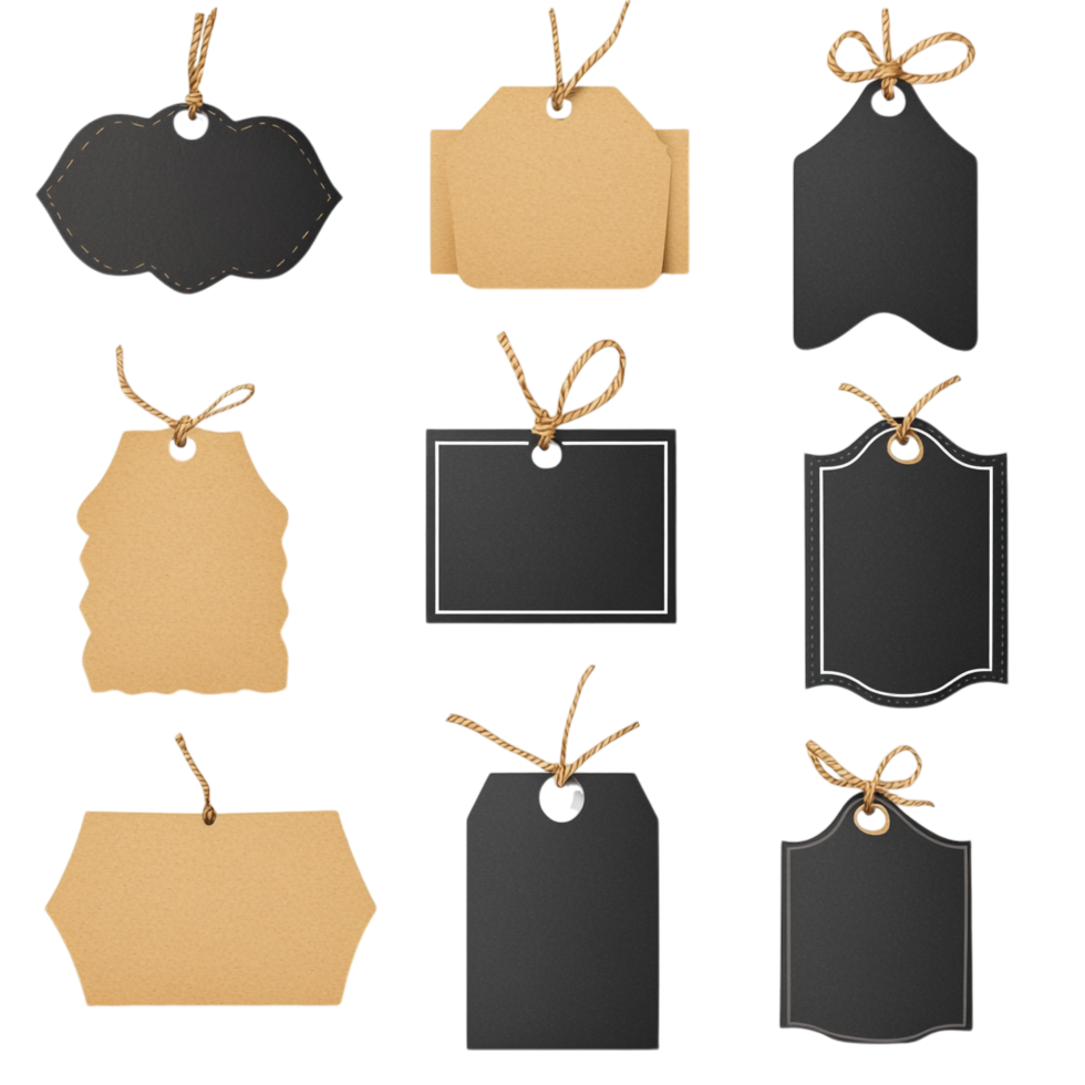 Black Friday sale label set with natural craft paper design on transparent background png