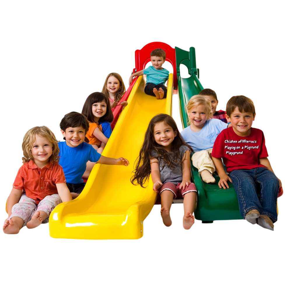 Children of different races playing on a playground png