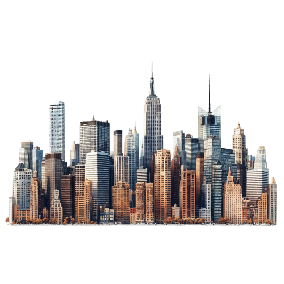 city skyline building on a transparent background png