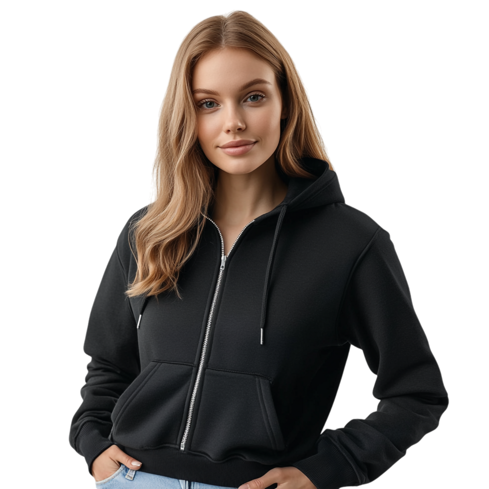 Cropped Zip Up Hoodie png