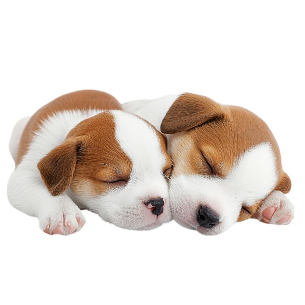 Cute Brown and White Puppies Sleeping png