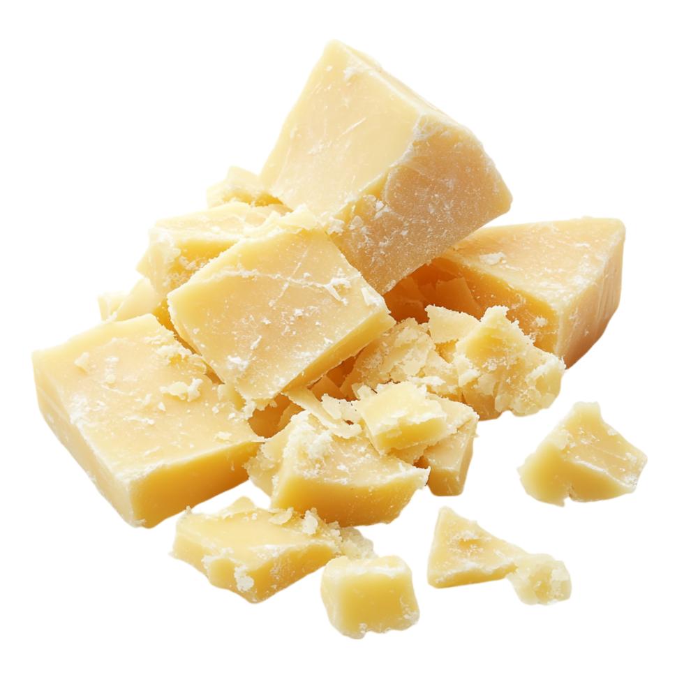 Chunks of Parmesan cheese isolated on transparent background png
