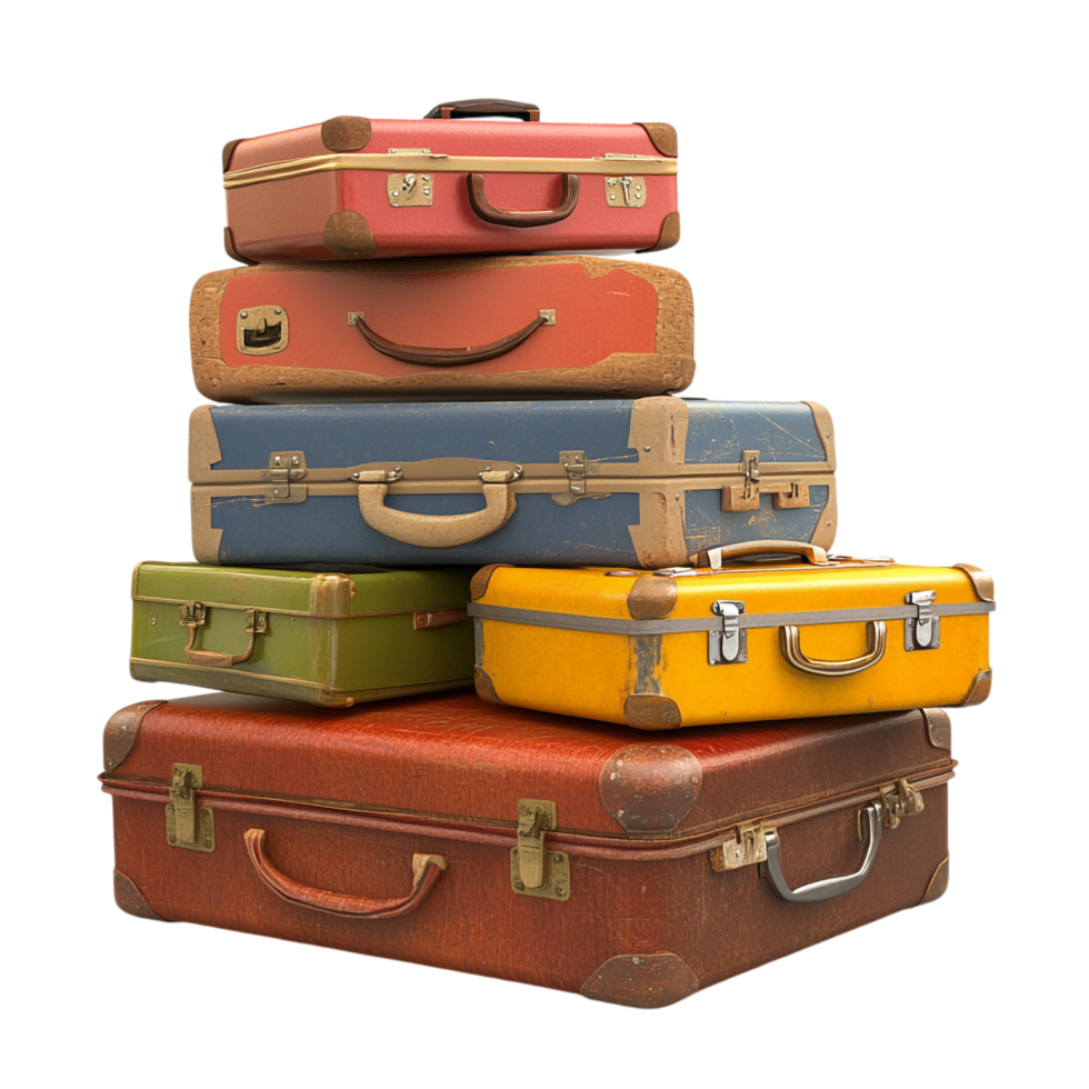 image of a pile of suitcases on a transparent background png