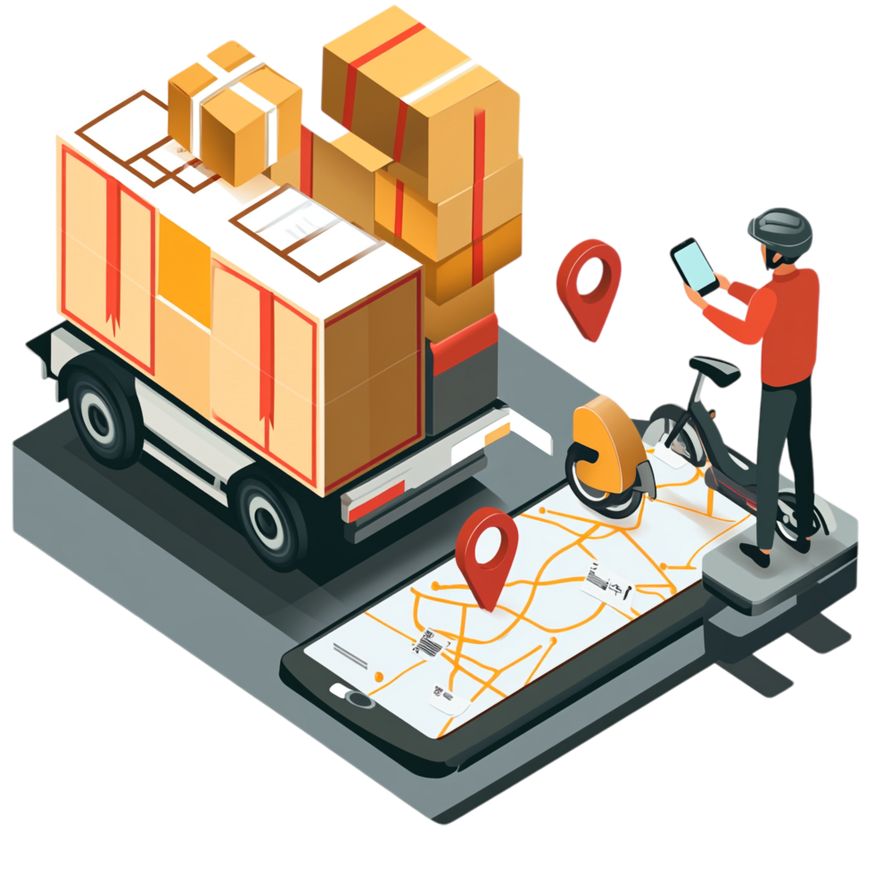 An illustration depicting online shipping services png