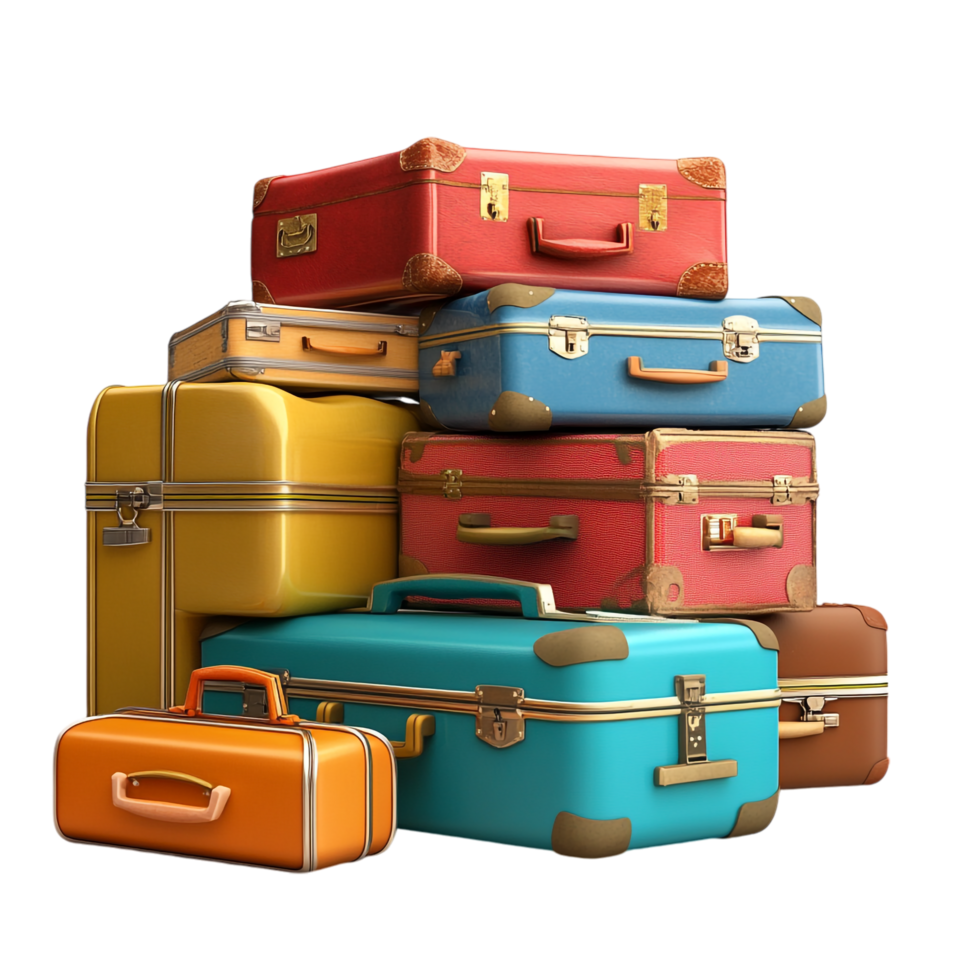 image of a pile of suitcases on a transparent background png
