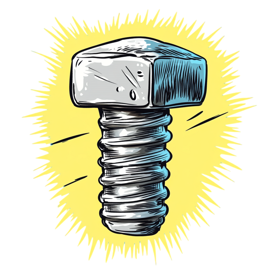 Hand drawn cartoon illustration of a bolt png