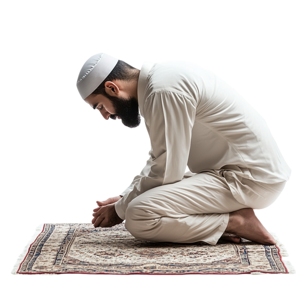 Muslim Salah prayer on a transparent background png