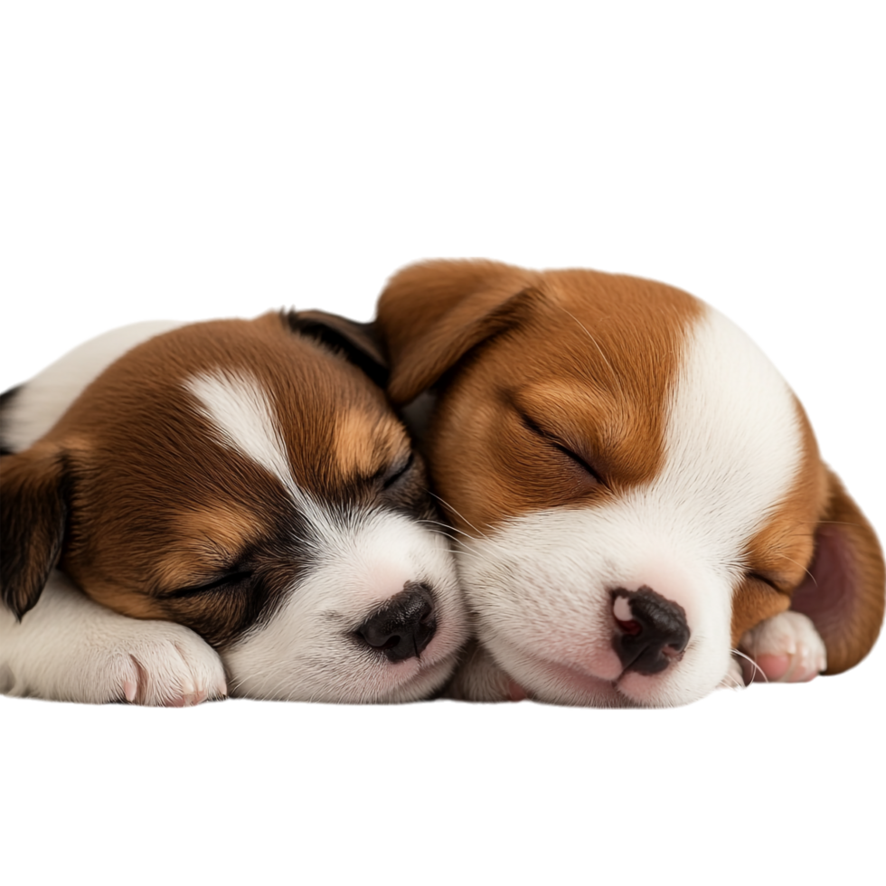 Cute Brown and White Puppies Sleeping png