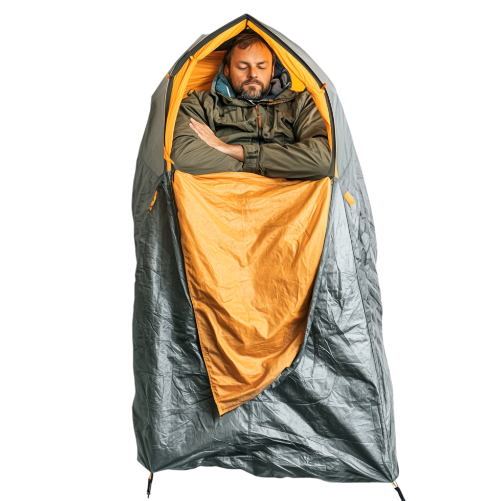 image of a top view of a man lying in his tent and feeling relaxed png