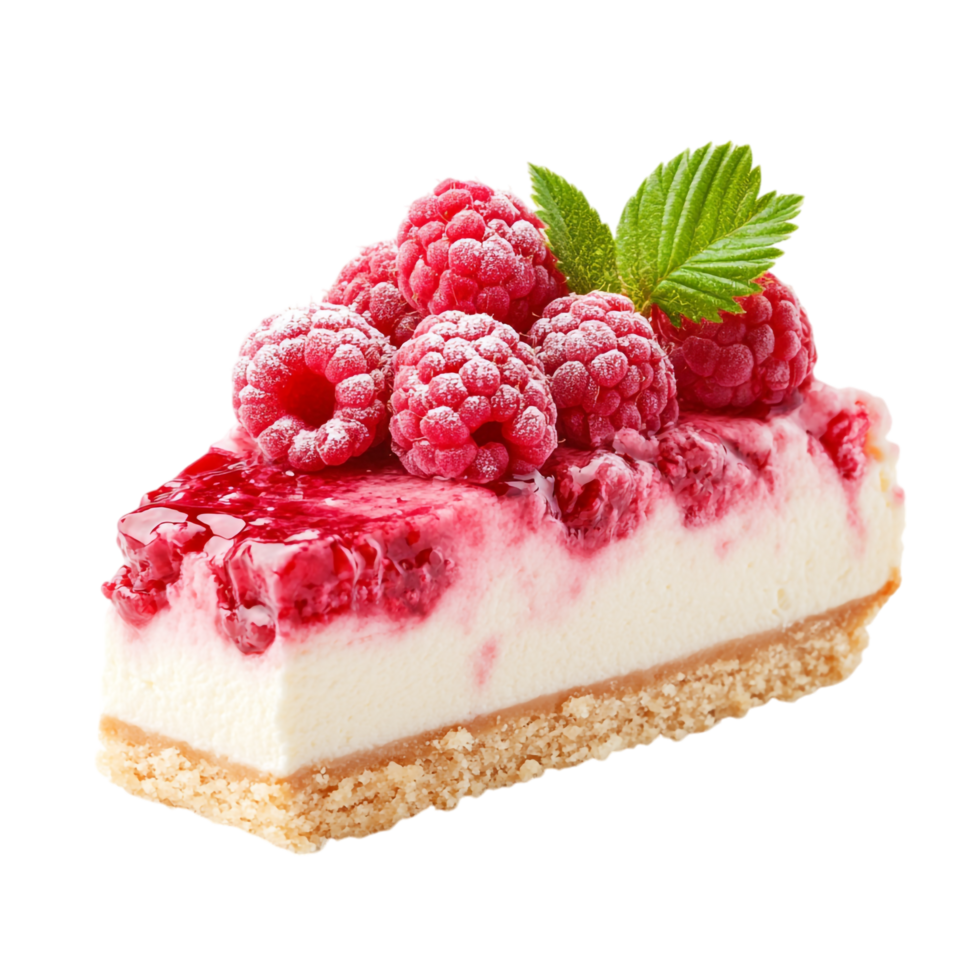 raspberry cheesecake on a transparent background png