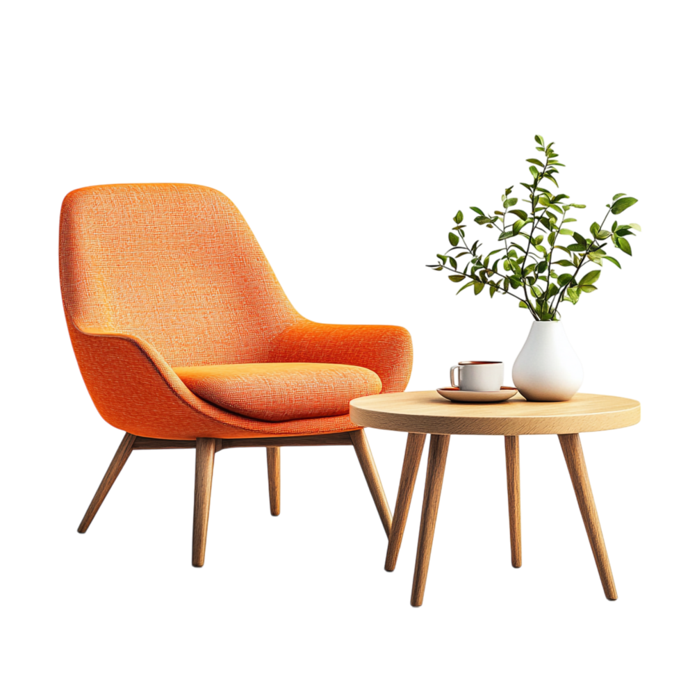 Cozy Chair and Coffee Table on transparent background png