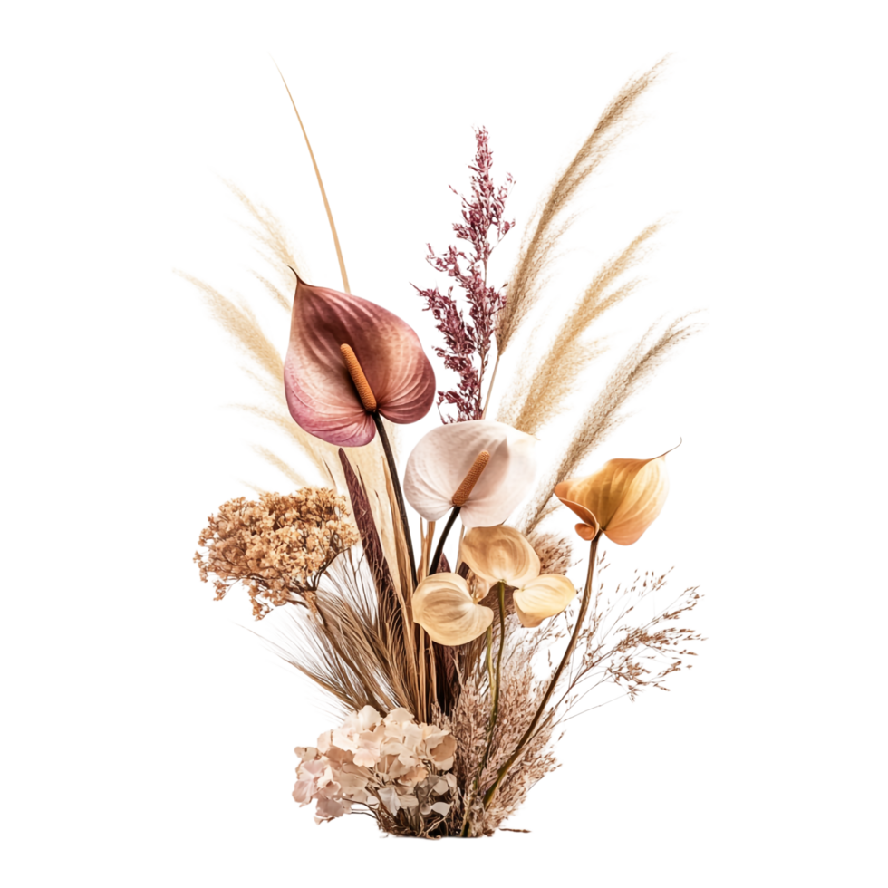 Dried Flower Arrangement with Pampas Grass png