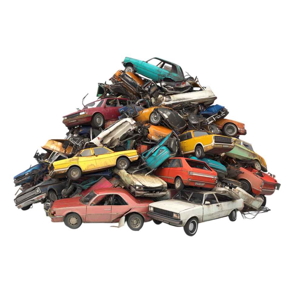Isolated Car Junk Pile on transparent background png