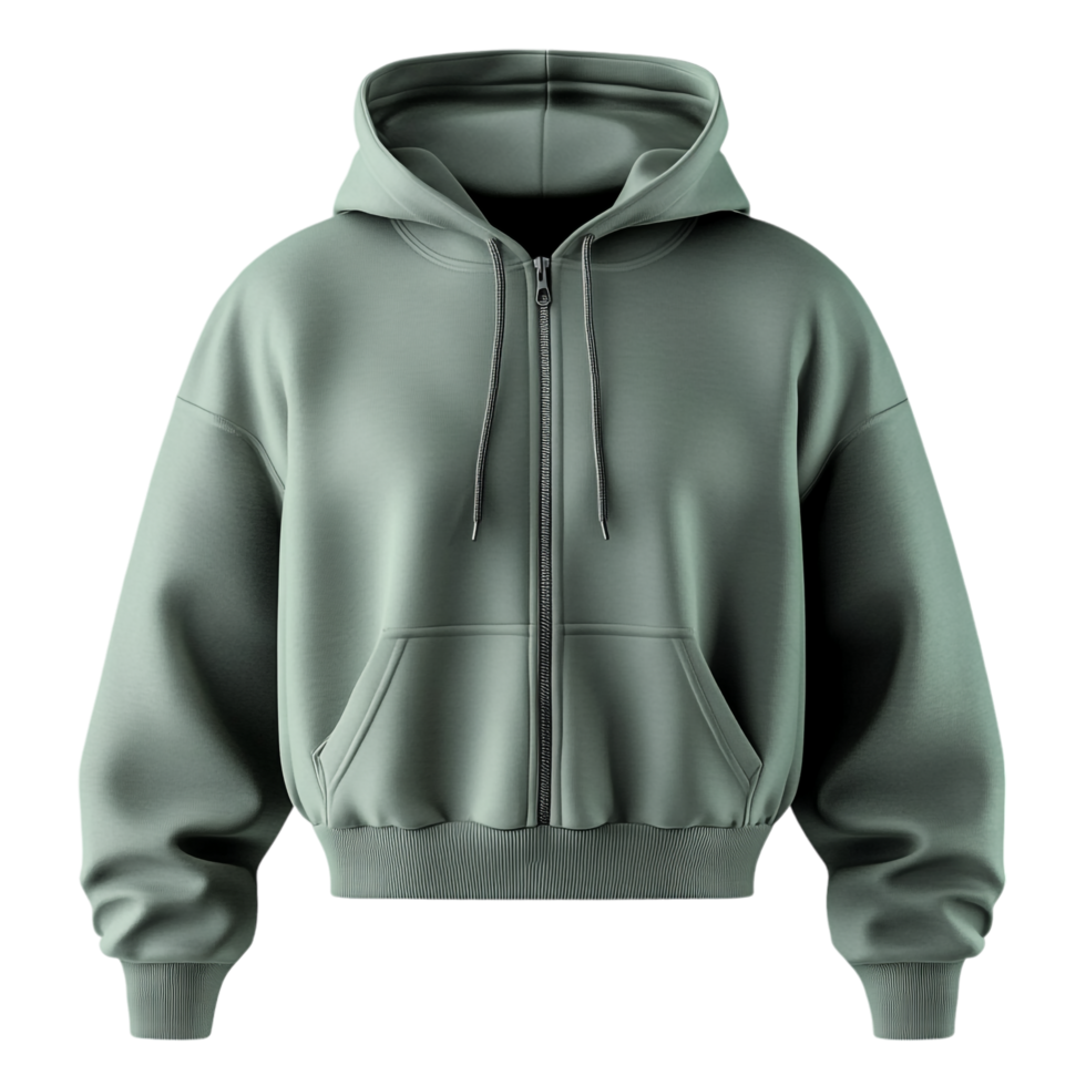Cropped Zip Up Hoodie png