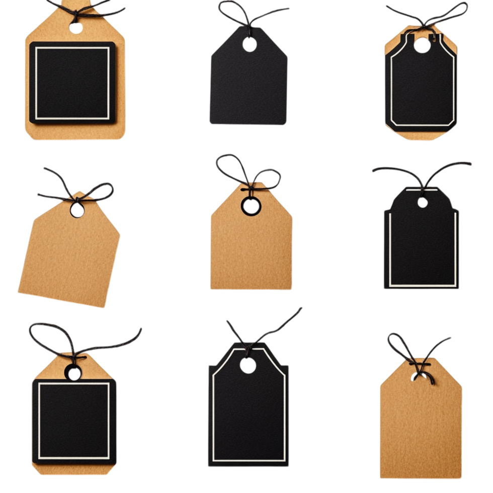 Black Friday sale label set with natural craft paper design on transparent background png