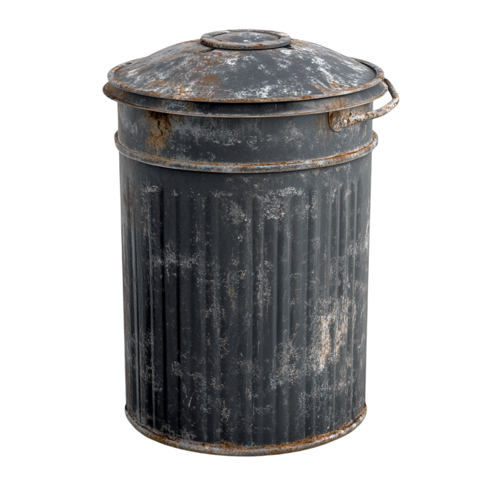 old garbage can on a transparent background png