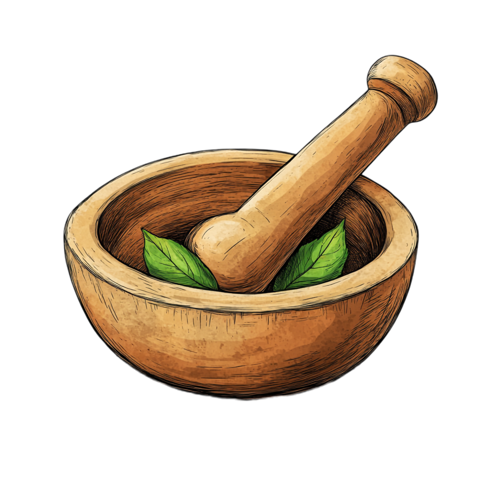 Hand drawn pestle cartoon vector illustration on a transparent background png