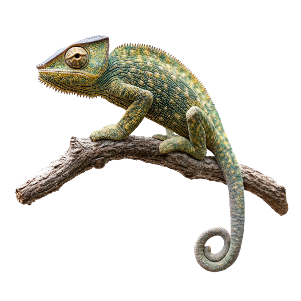 Chameleon on Branch Against transparent background png