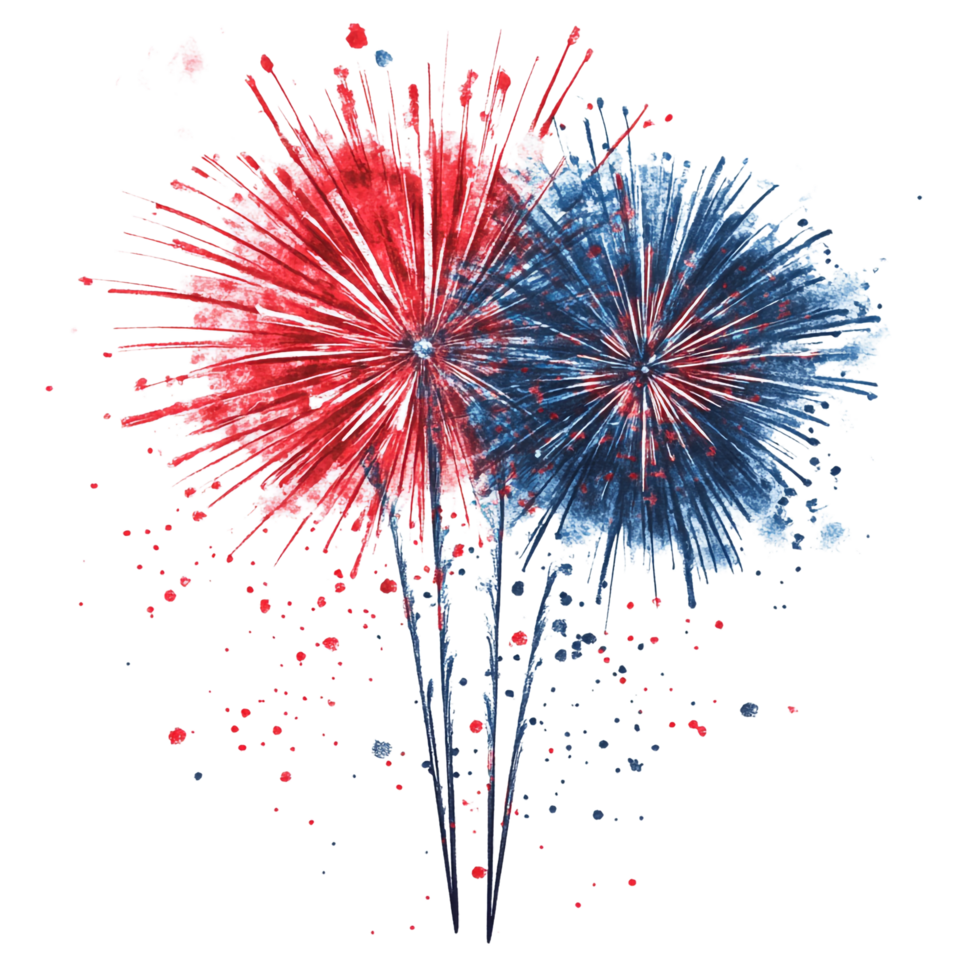 red and blue fireworks depicting America on a transparent background png