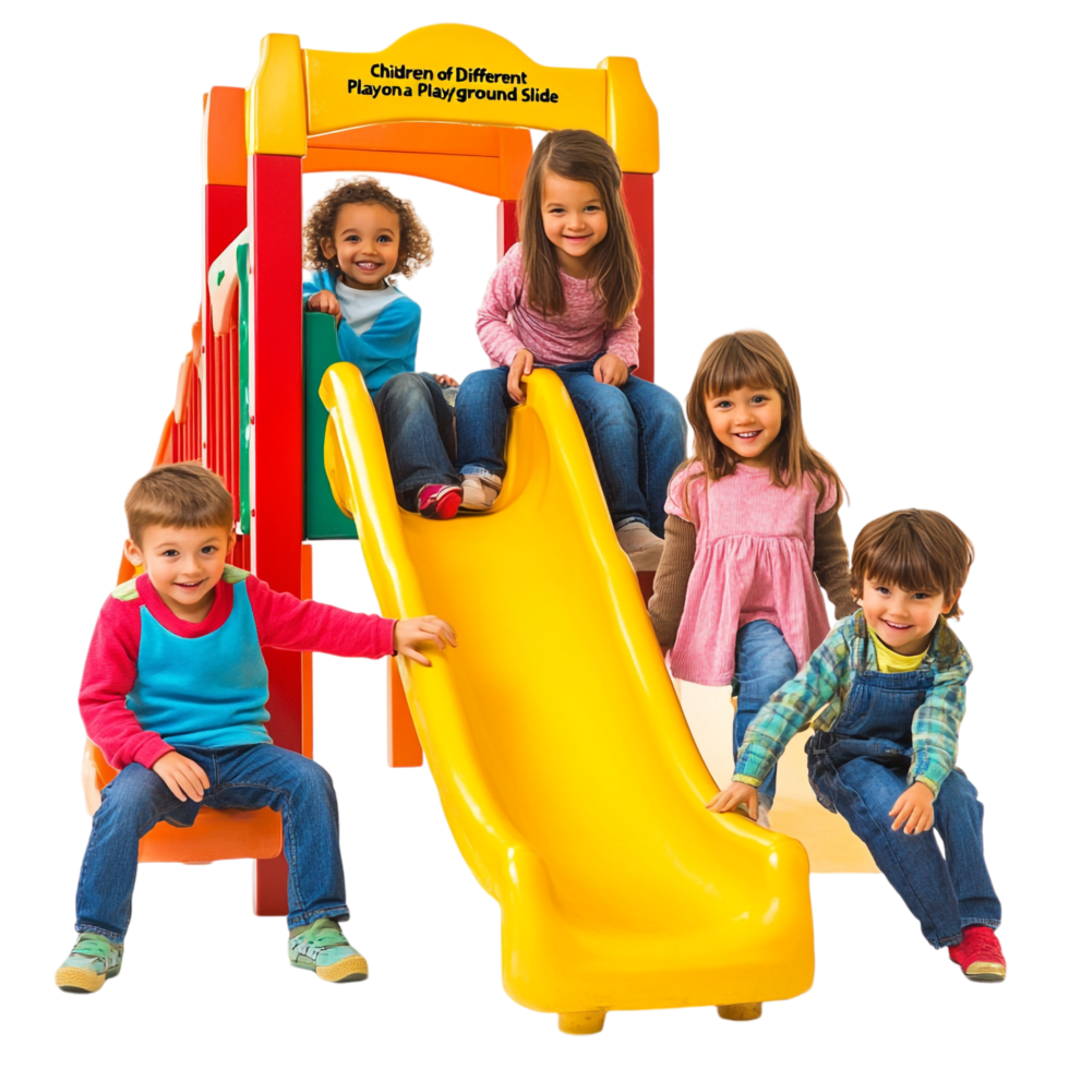 Children of different races playing on a playground png