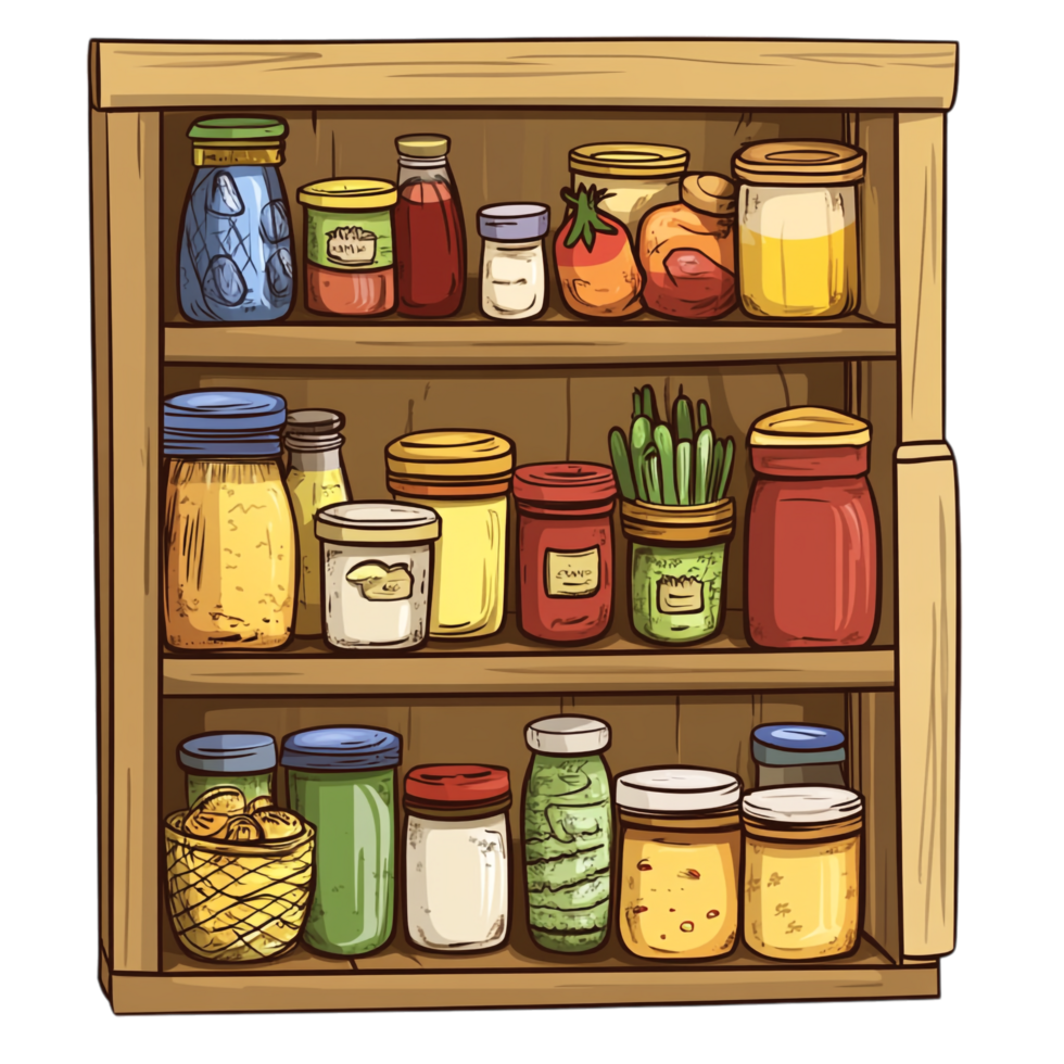 Hand drawn pantry cartoon vector illustration on a transparent background png
