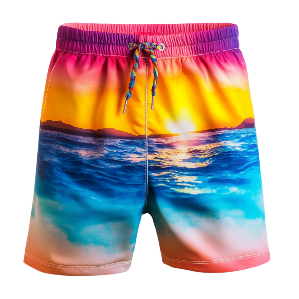 Colorful Sunset Shorts on transparent background png