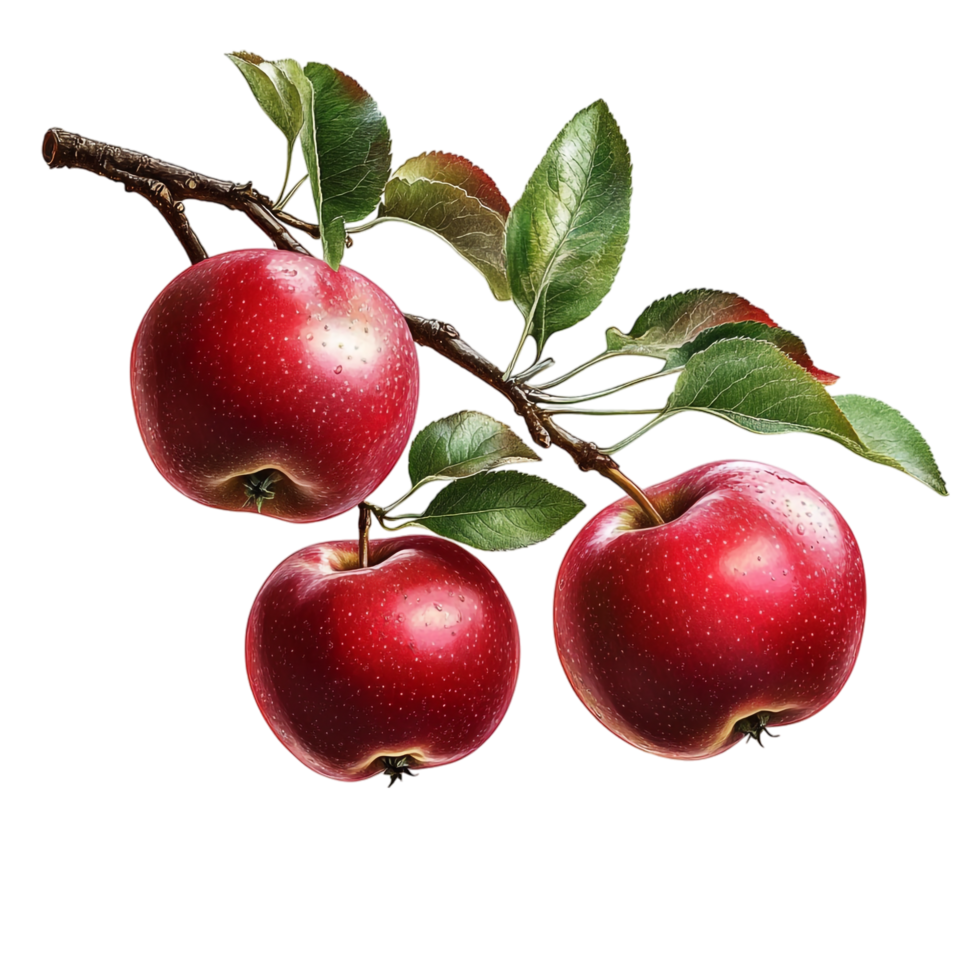 Apples on Branch on transparent background png