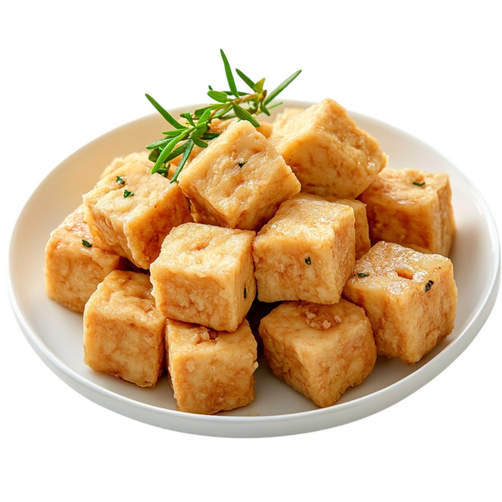 Fried Tofu Healthy Food on transparent background png