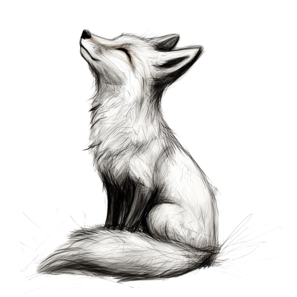 Fox Art Sketch on transparent background png