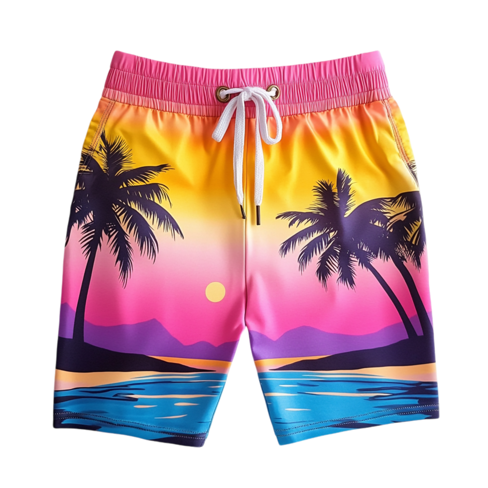 Colorful Sunset Shorts on transparent background png