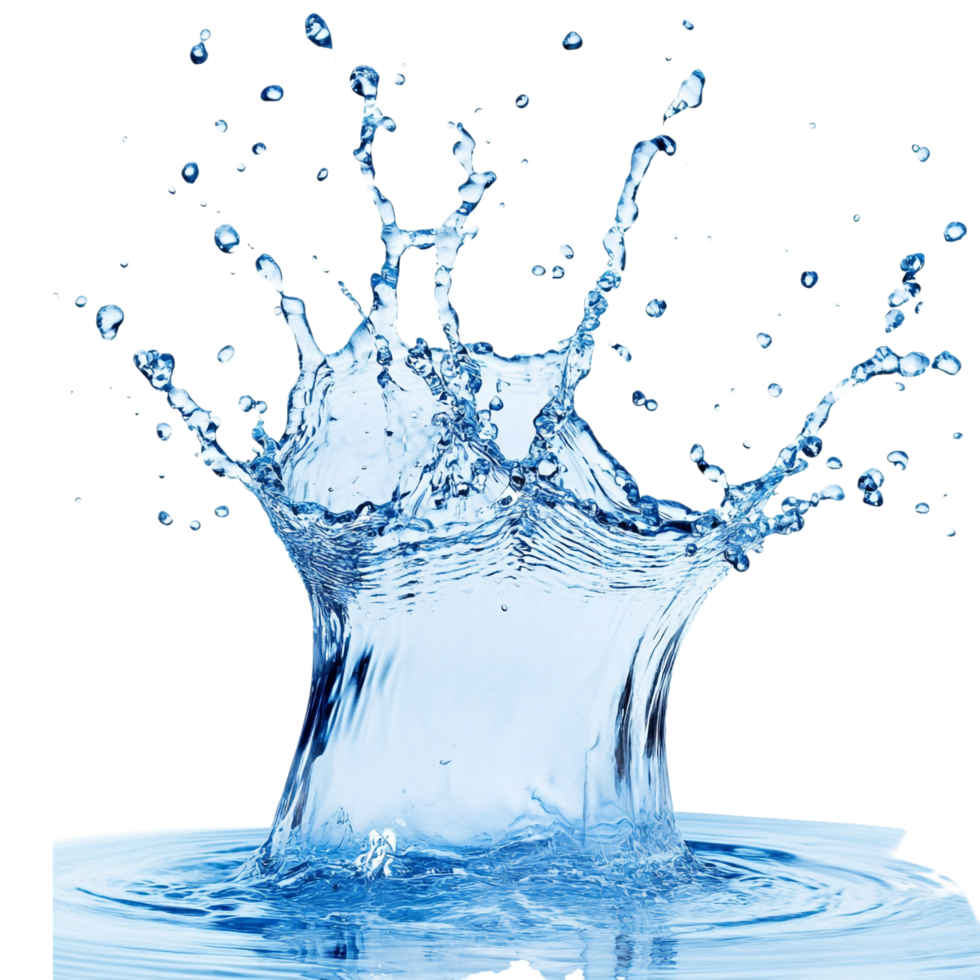 Blue water splash isolated against a transparent background png