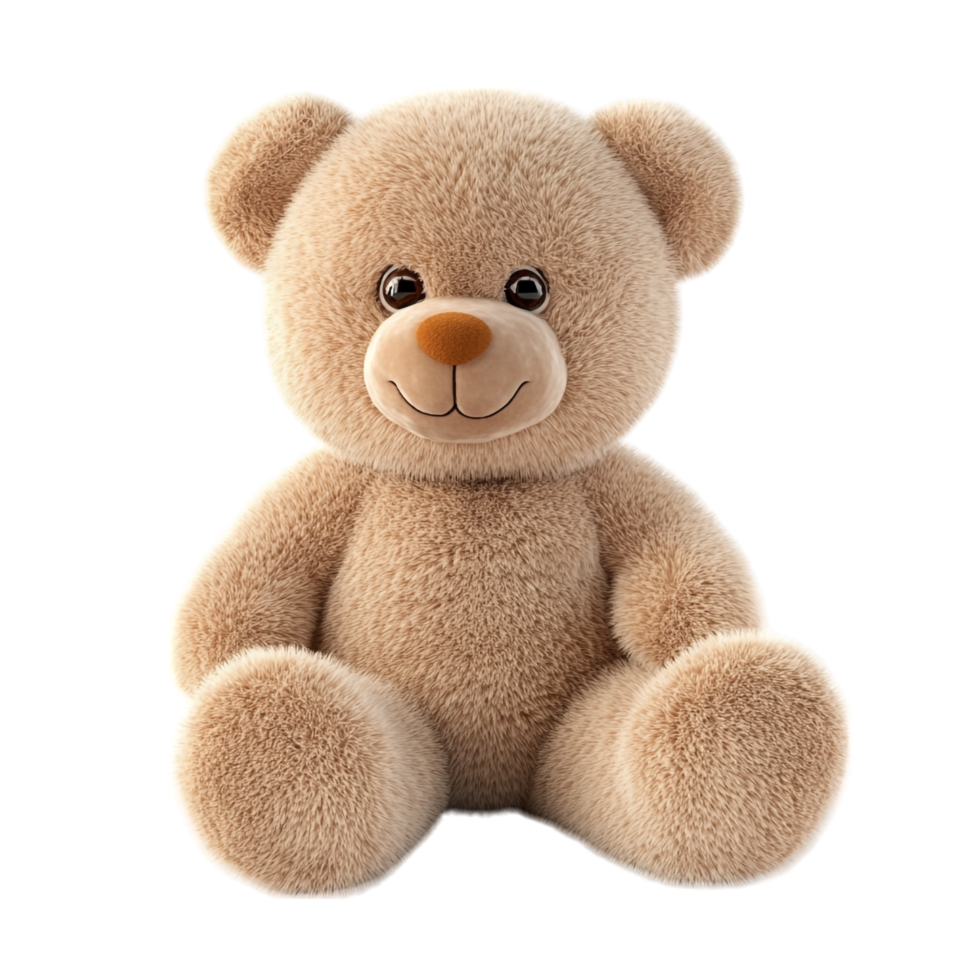 A toy teddy bear with brown eyes and an orange and brown nose png